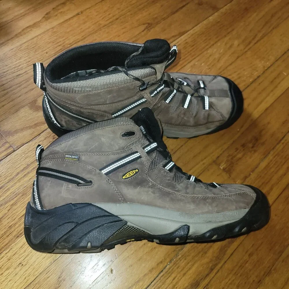 Mens 14 KEEN Targhee Mid Waterproof Brown Men's Hiking Boot Hike Work Outdoor